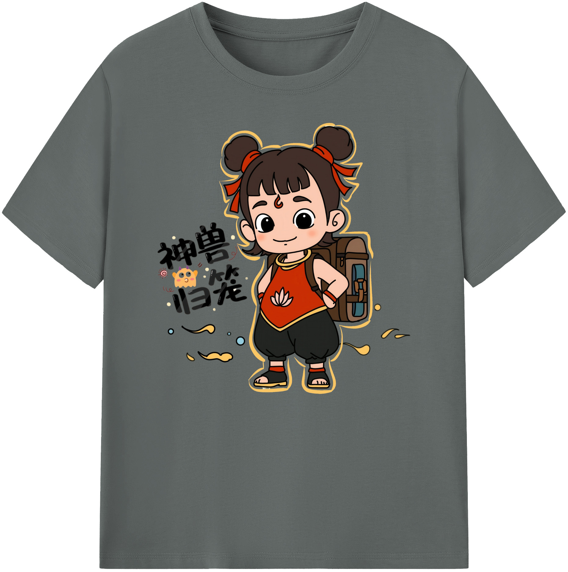 （画像用） Ne Zha 2 ナタ 魔童の大暴れ 綿100％ メンズ半袖Tシャツ｜肌触りやわらか＆通気性